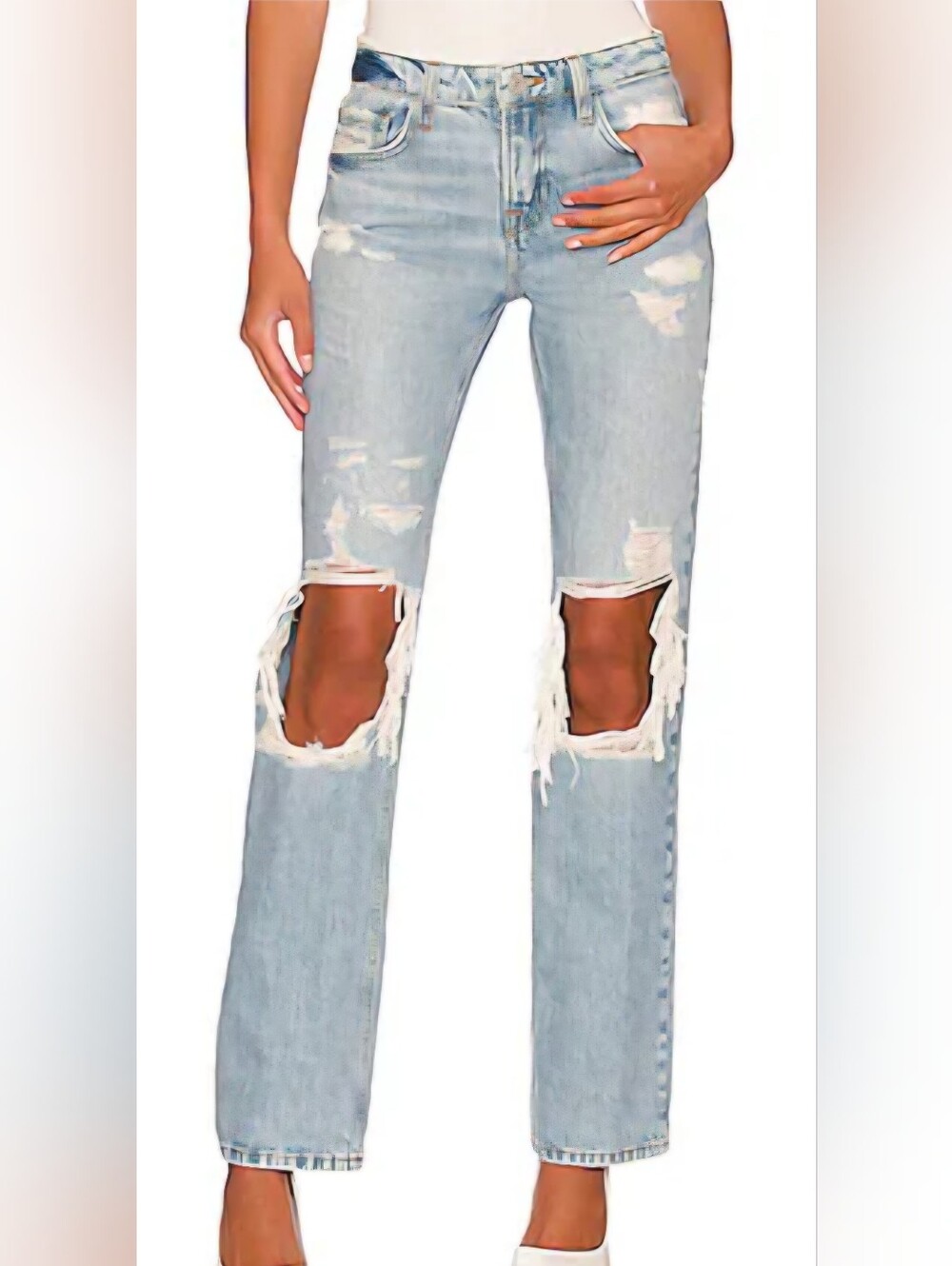 FRAME "The Low Boot" Jeans in Baines Destruct Light Wash NWT Size 26